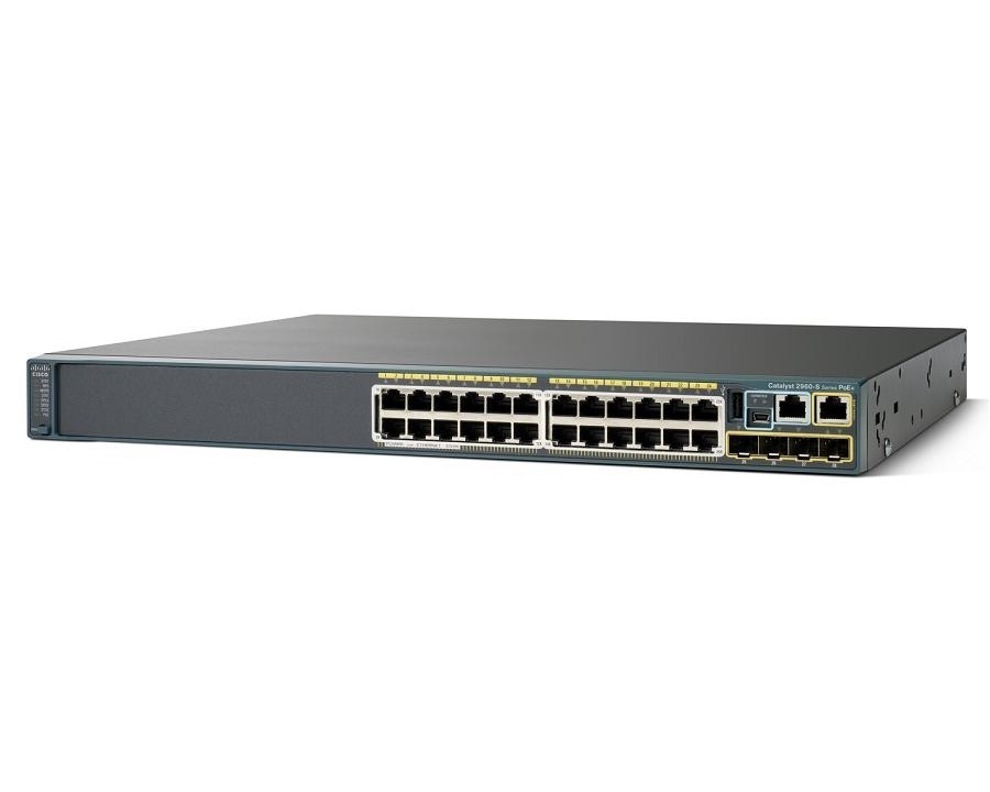 Cisco WS-C2960S-24PS-L 24 Port GigE PoE Switch 370W AC 4x SFP 1Gb LAN Base