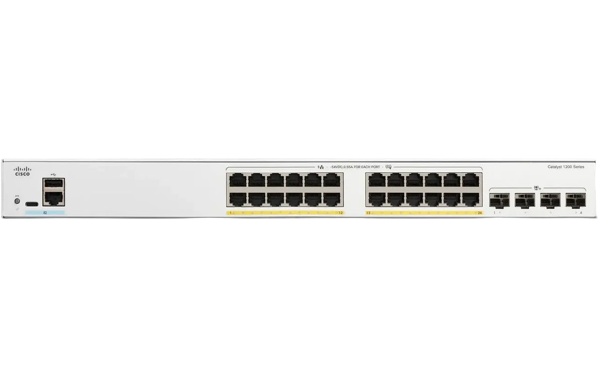 Cisco C1200-24FP-4X Catalyst 1200 Series 24-Port 375W PoE+ 128Gbps Managed Switch - New