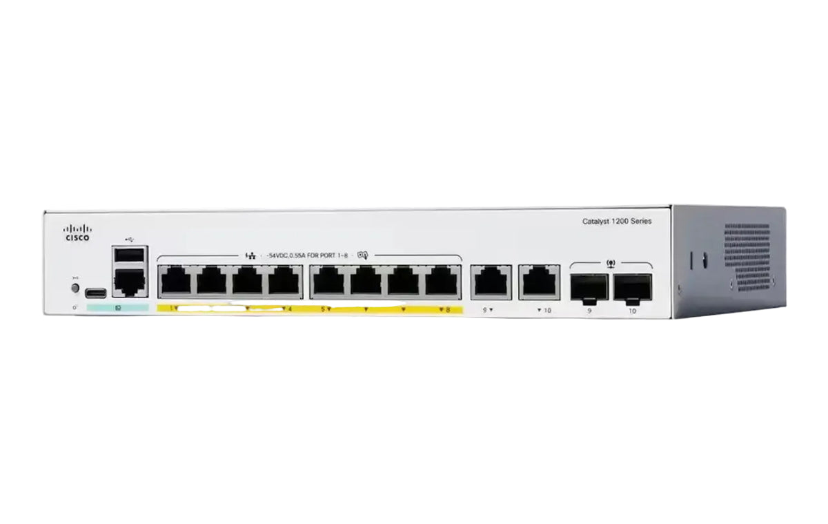 Cisco C1200-8FP-2G Catalyst 1200 Series 8-Port Gigabit PoE+ 120W 20Gbps Layer 2 Switch