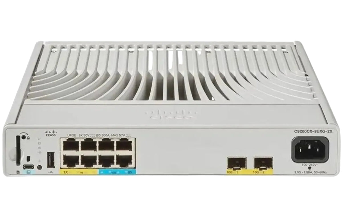Cisco C9200CX-8UXG-2X-E 8-Port Multigigabit UPOE 240W 128Gbps 2x10G SFP+ Fanless Switch - New