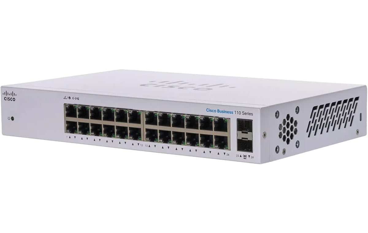 Cisco CBS110-24T Business 110 Series 24-Port Gigabit 2 Combo SFP 48Gbps Unmanaged Switch - New