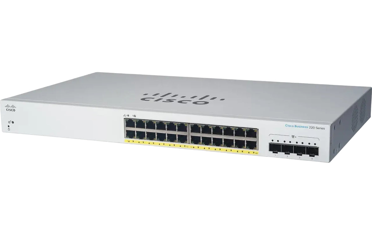 Cisco CBS220-24FP-4G Business 220 Series 24-Port Gigabit 382W PoE+ 56Gbps Smart Switch - New