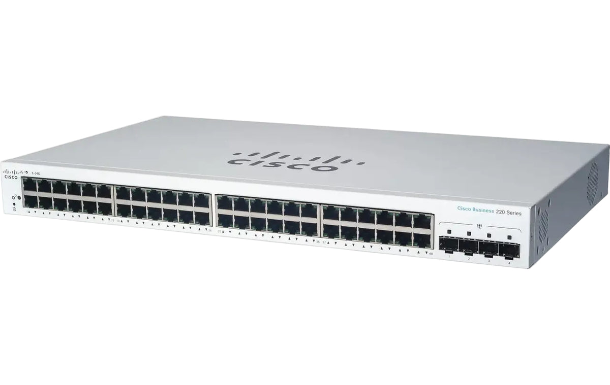 Cisco CBS220-48P-4G Business 220 Series 48-Port Gigabit 382W PoE+ 104Gbps Smart Switch - New