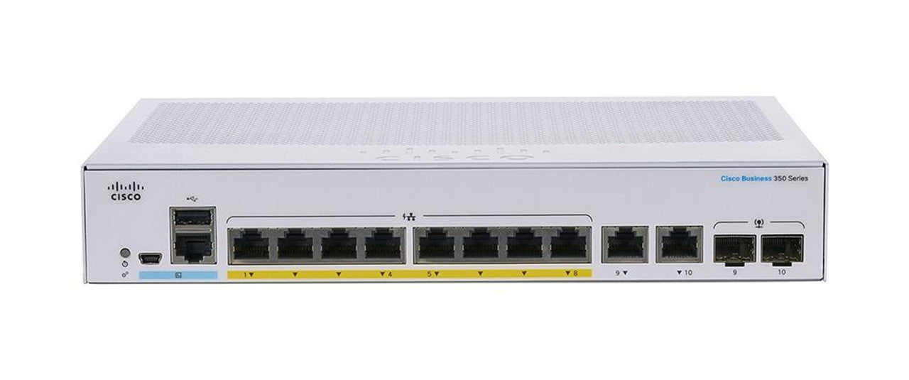 Cisco CBS350-8FP-2G 8-Port Gigabit PoE+ Compliant Managed Switch with SFP+ (120W) - New