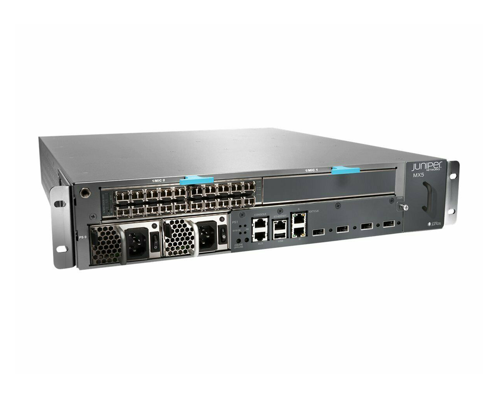 JUNIPER CHAS-MX5-T-S-A 2U NETWORK ROUTER W/ MIC-3D-20GE-SFP 2X POWER SUPPLY