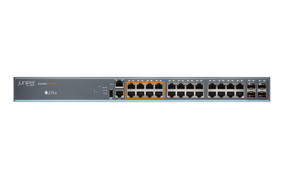 Juniper EX2300-24MP Series 28-Port Multigigabit 208Gbps PoE+ Virtual Chassis Switch