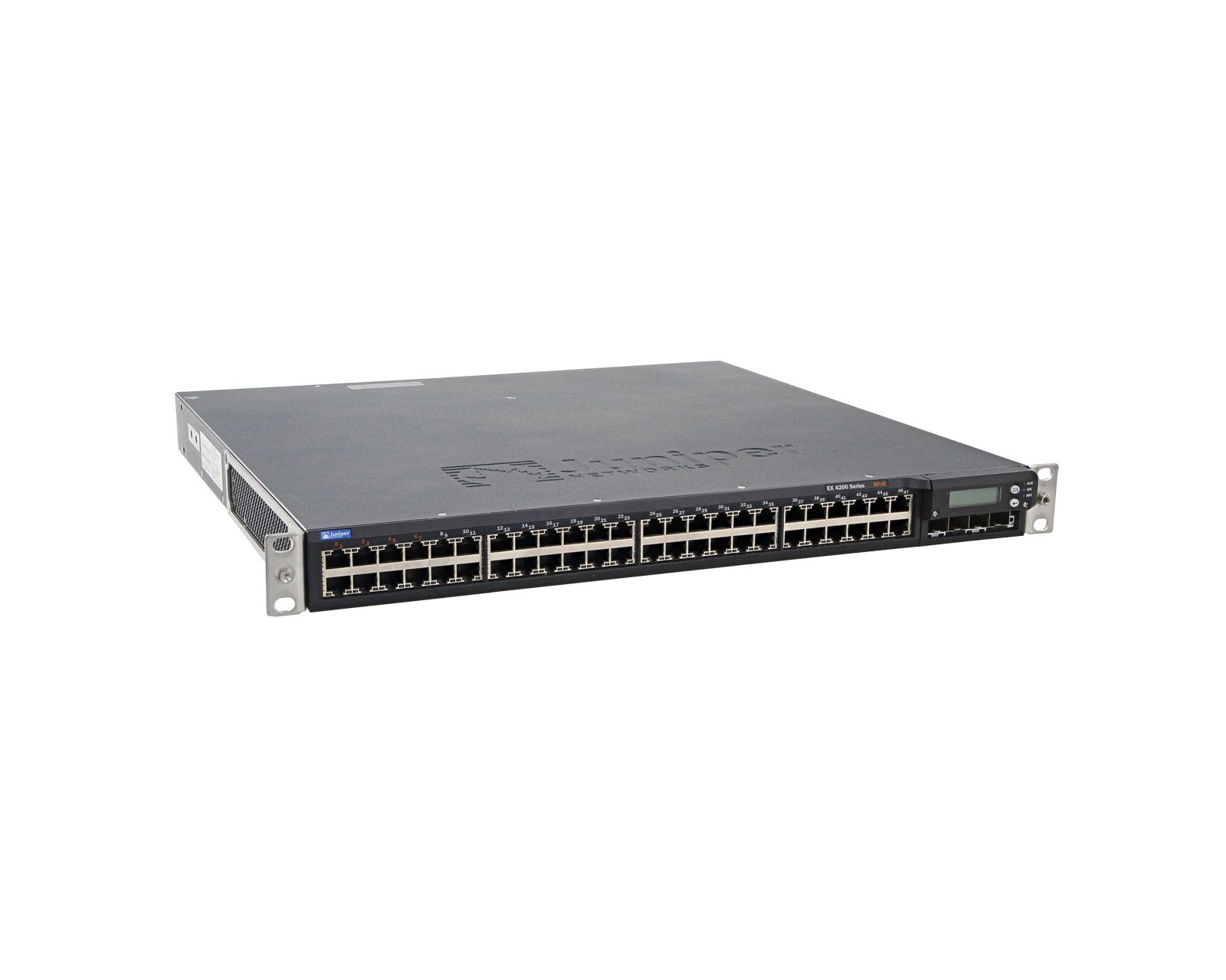JUNIPER EX4200-48T 48 PORT (8 POE) GIGABIT ETHERNET SWITCH W/ EX-UM-2X4SFP DUAL