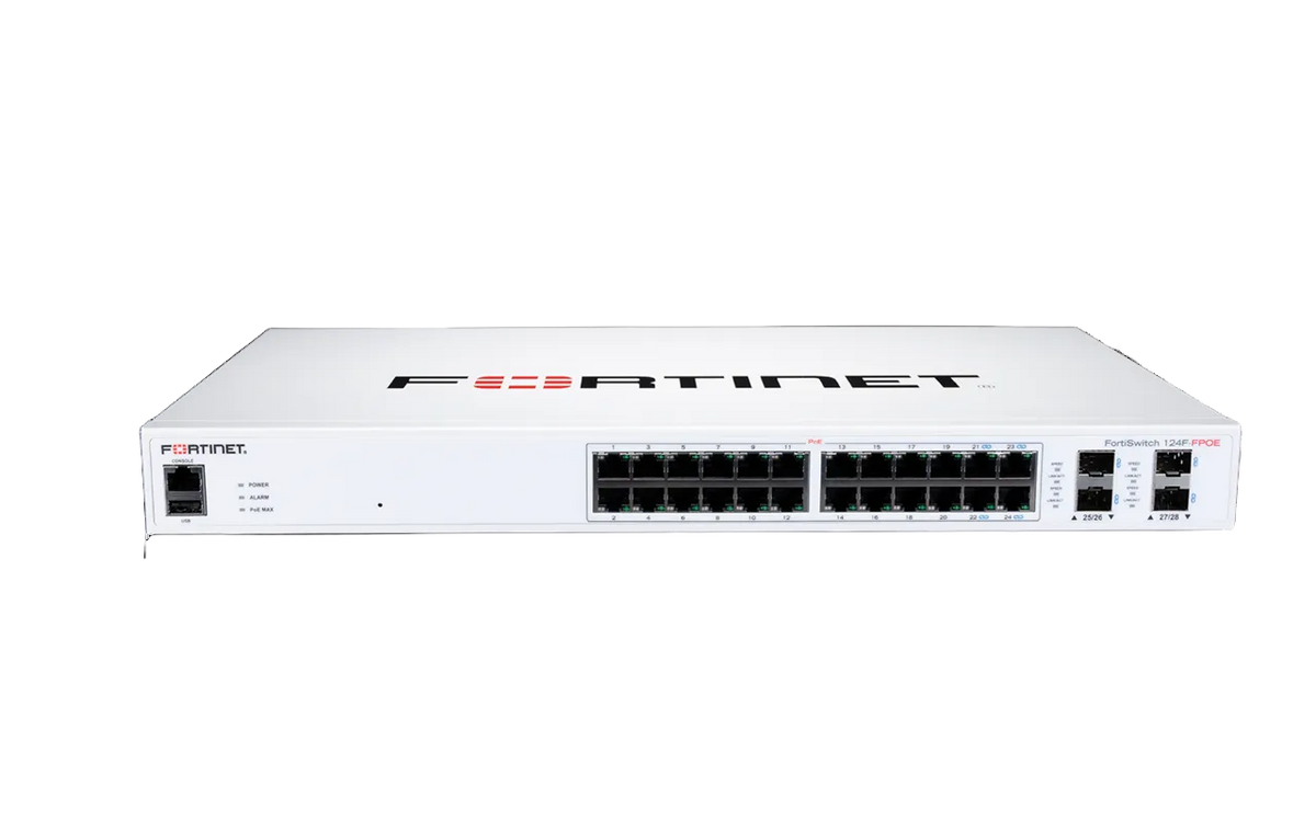 Fortinet FortiSwitch FS-124F 24-Port GbE Non-PoE 4x 10G SFP+ Fanless Layer 2+ Switch