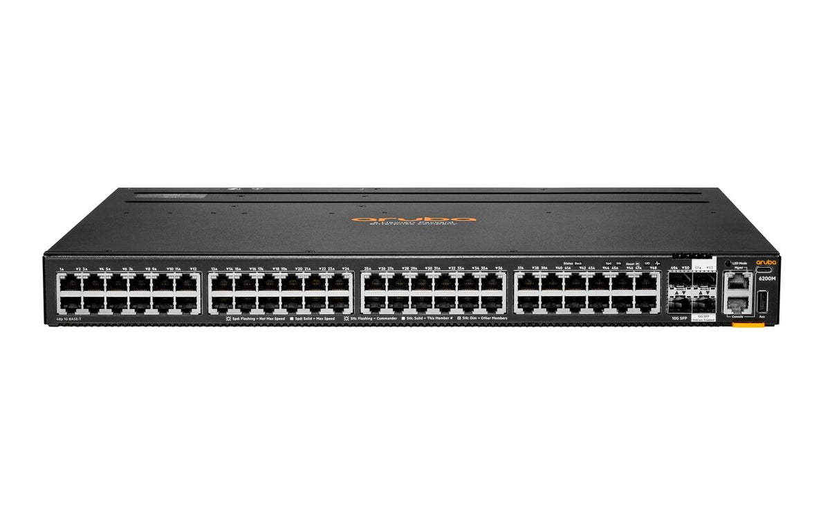 HPE Aruba R8Q70A CX 6200M 48-Port GbE PoE+ 1440W 4x 10G SFP+ Layer 3 Modular Switch