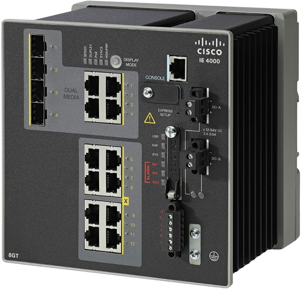 Cisco IE-4000-8GT4G-E Industrial Ethernet 4000 Series 20Gbps DIN Rail Rugged IOS Switch