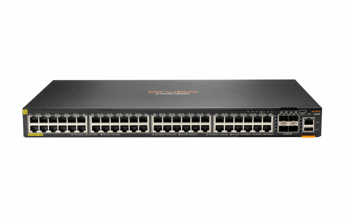 HPE Aruba S0M84A CX 6200F 48G Class 4 PoE 370W 4SFP 176 Gbps VSF Layer 3 Managed Switch