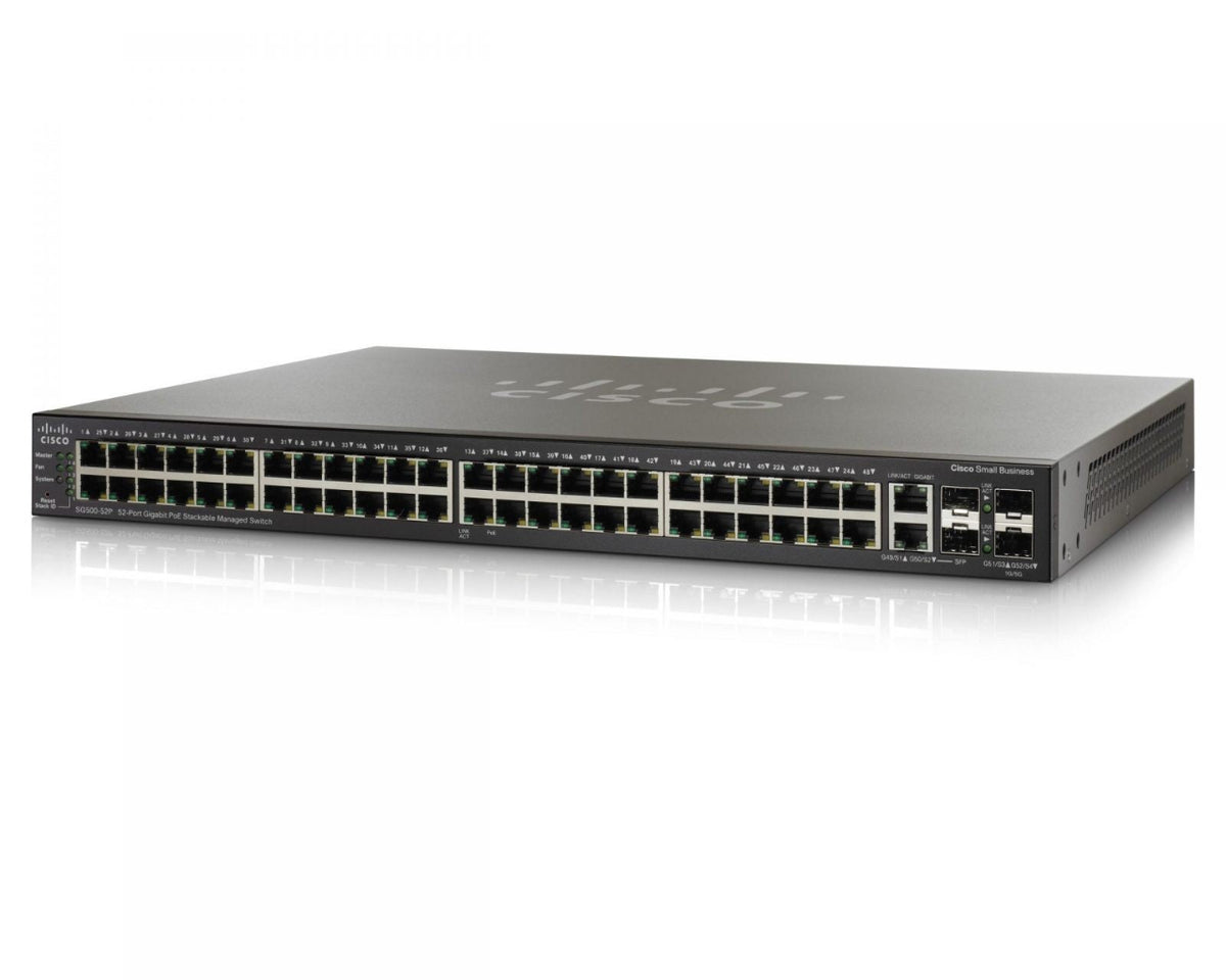 New Cisco SG500-52P-K9-NA 48 Port Gigabit Ethernet PoE+ Switch 2xGE/2x5GE SFP SG500 52P