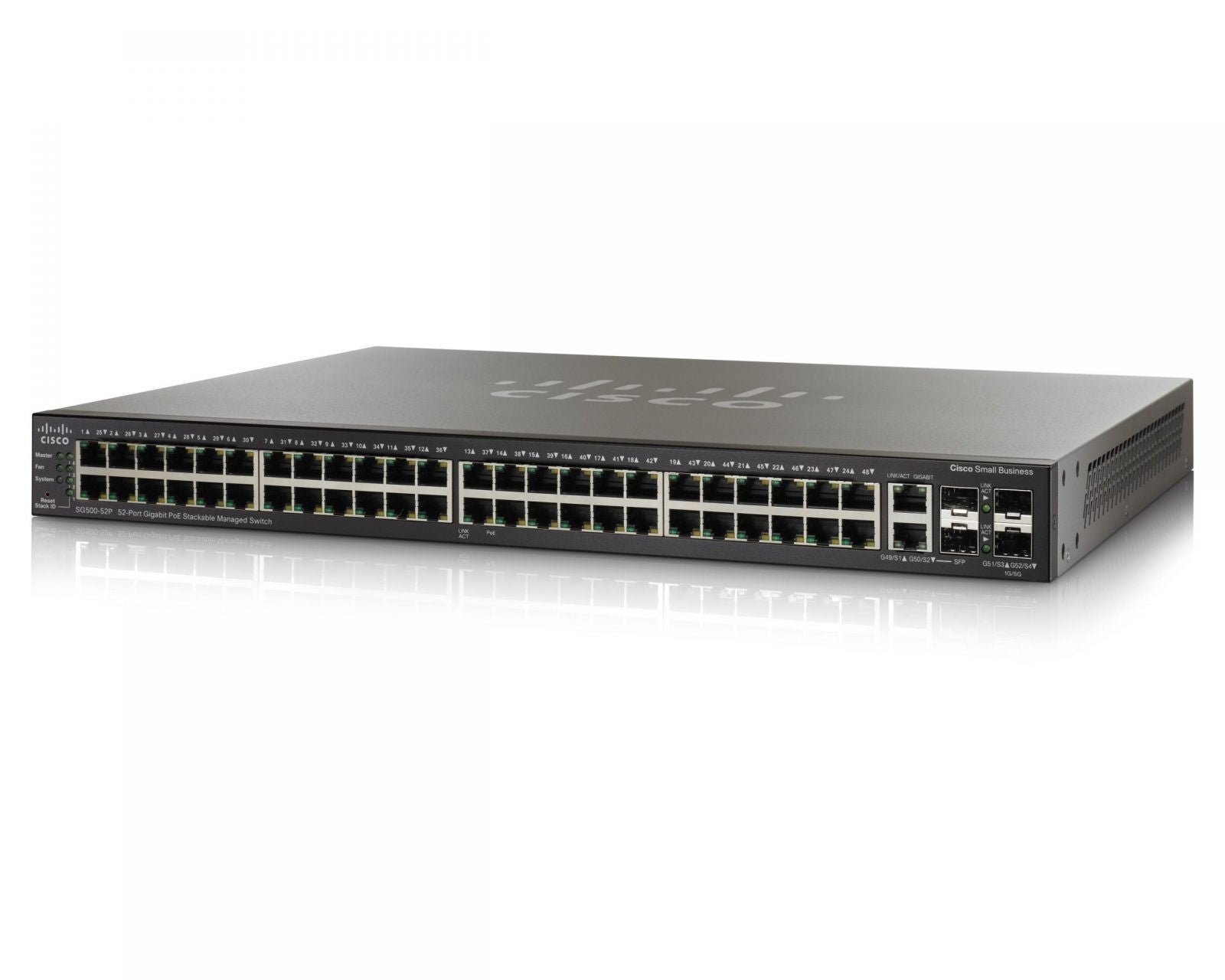 New Cisco SG500-52P-K9-NA 48 Port Gigabit Ethernet PoE+ Switch 2xGE/2x5GE SFP SG500 52P