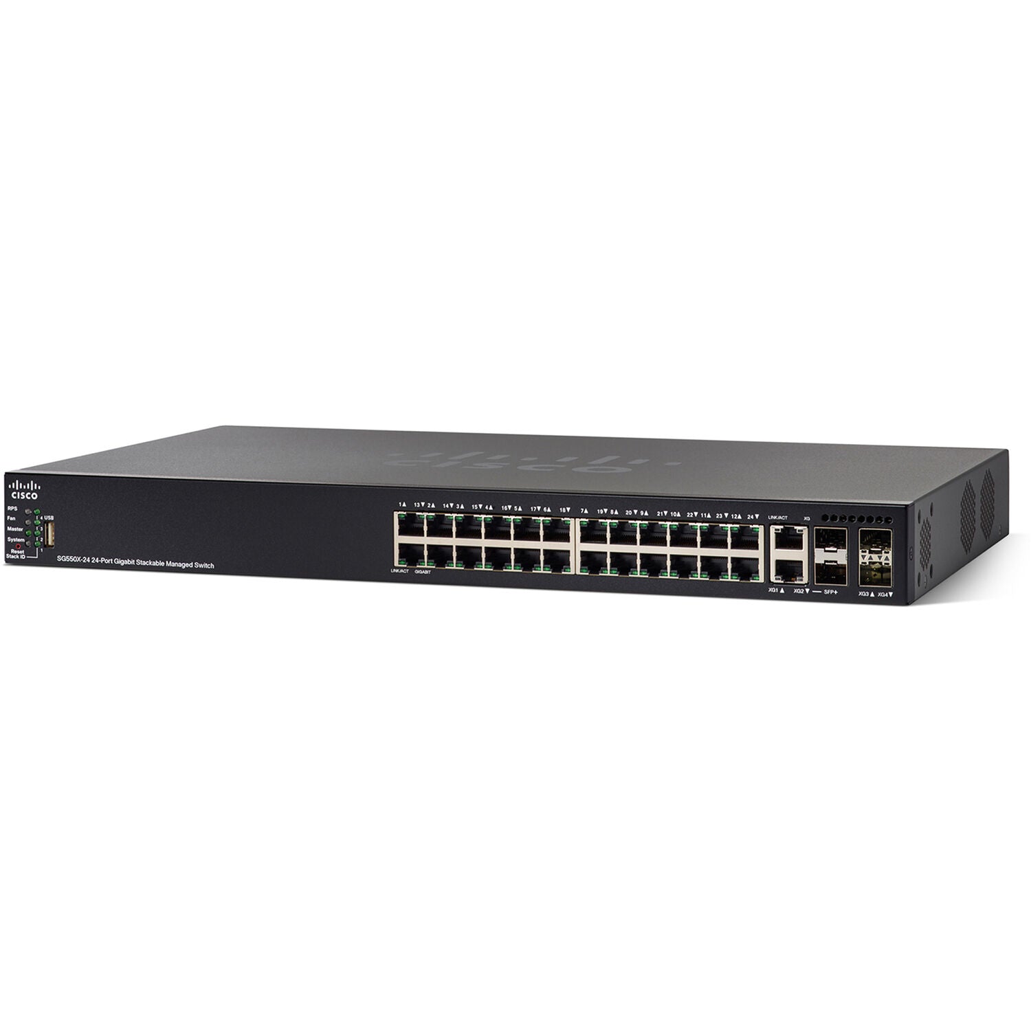 Cisco SG550X-24MP-K9-NA Stackable Managed Networking Switch - 24Gigabit Ethernet Port - 195W Total PoE Budget - L3 Dynamic Routing - New
