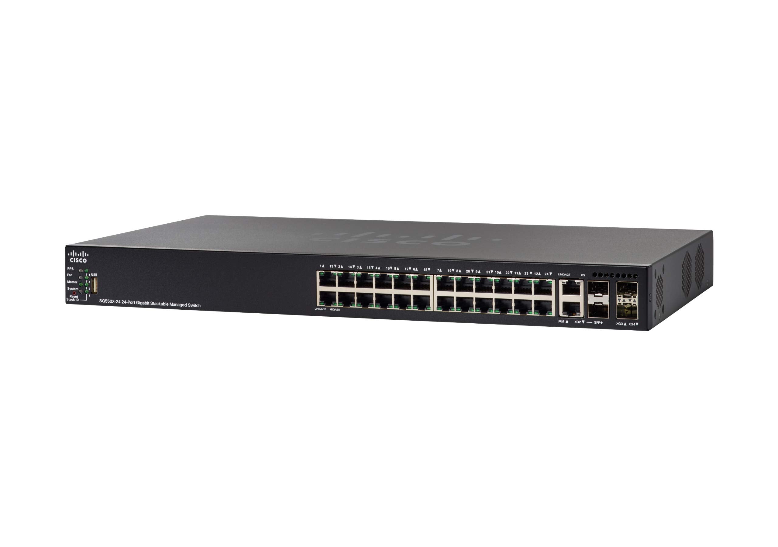 Cisco SG550X-24P-K9 Stackable Managed Switch - 24 Gigabit Ethernet (GbE) Ports - 195W PoE - 2 x 10G Combo - 2 x SFP+ - L3 Dynamic Routing - New