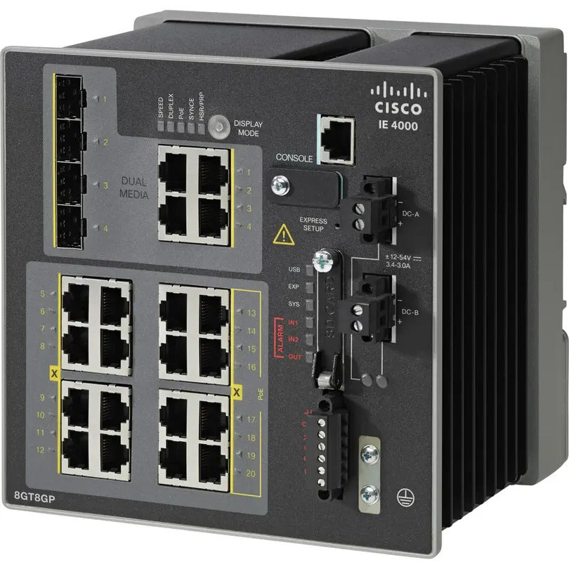 Cisco IE-4000-8GT8GP4G-E Industrial Series 8 x 1G + 8 x 1G (PoE+) + 4 x SFP+ Switch - New