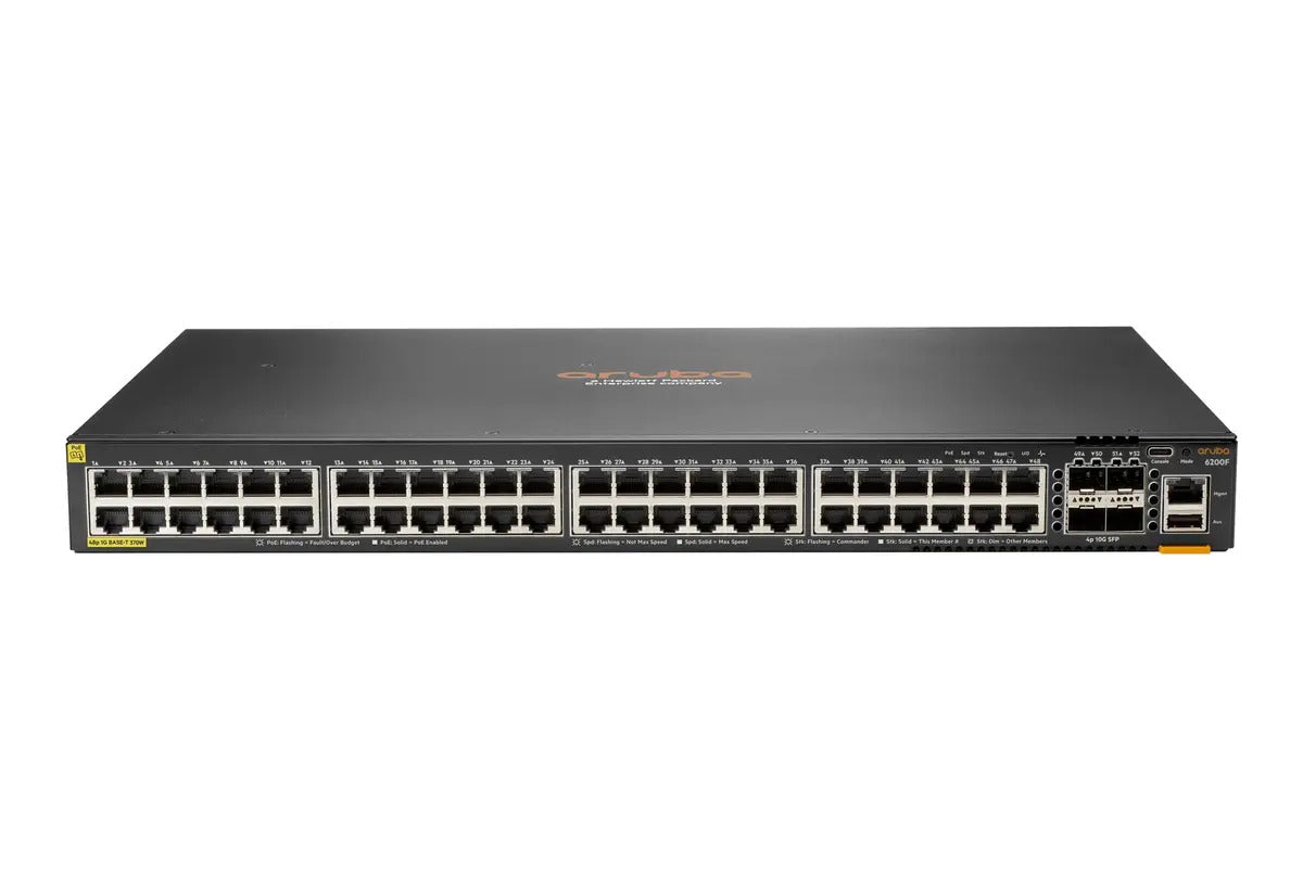 HPE JL728B Aruba Networking CX 6200F 48G Class 4 PoE 4SFP+ 48 Ports Switch - New