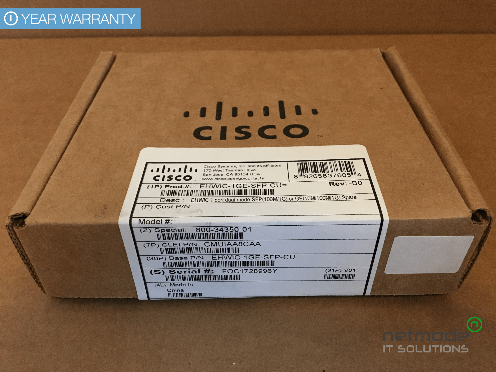 Cisco EHWIC-1GE-SFP-CU Gig Ethernet WAN EHWIC Enhanced High-Speed Card - New
