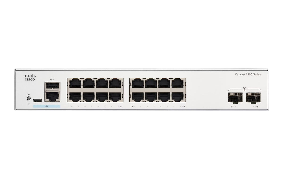 Cisco C1200-16P-2G Catalyst 1200 Series 16-Port Gigabit PoE+ 120W 2 SFP Uplink Smart Switch - New