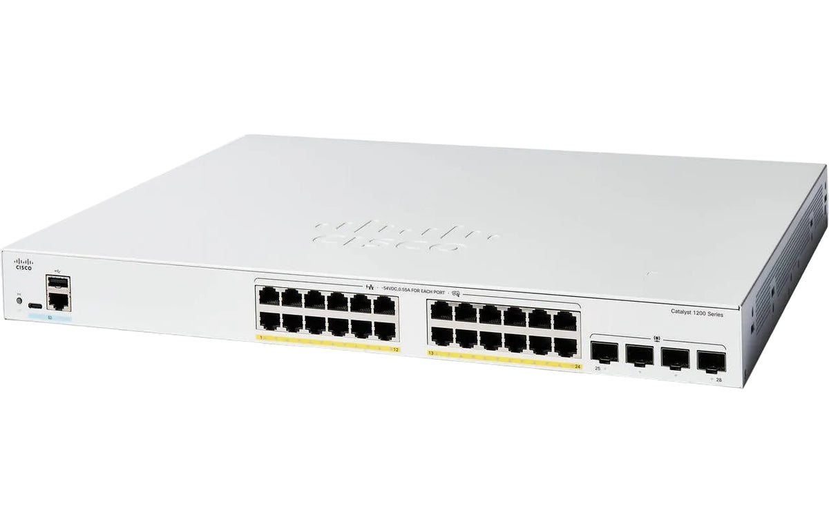 Cisco C1200-24P-4G Catalyst 1200 24-Port GbE PoE+ 195W 4x 1G SFP Fanless Layer 3 Switch