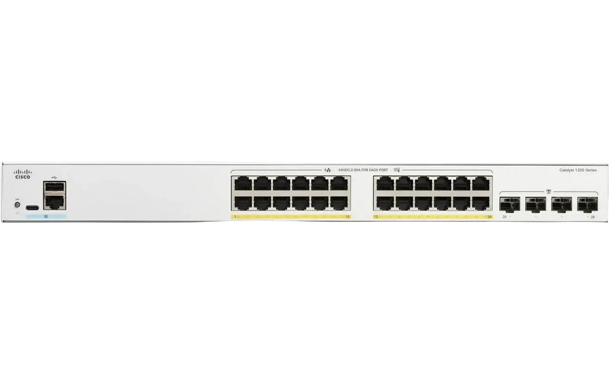 Cisco C1200-24T-4G Catalyst 1200 Series 24-Port Gigabit 4-Port SFP Uplink 56Gbps Smart Switch - New