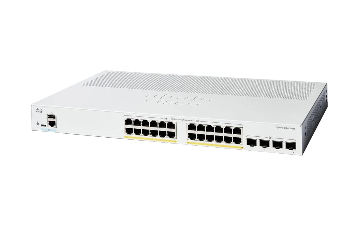 Cisco C1300-24FP-4X Catalyst 1300 24-Port GbE PoE+ 370W 4x 10G SFP+ Layer 3 Switch - New