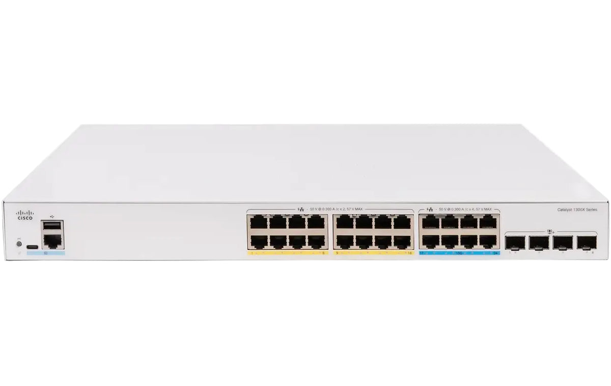 Cisco C1300X-24NGU-4X Catalyst 1300X Series 24-Port PoE++ 740W 4x10G SFP28 Managed Switch