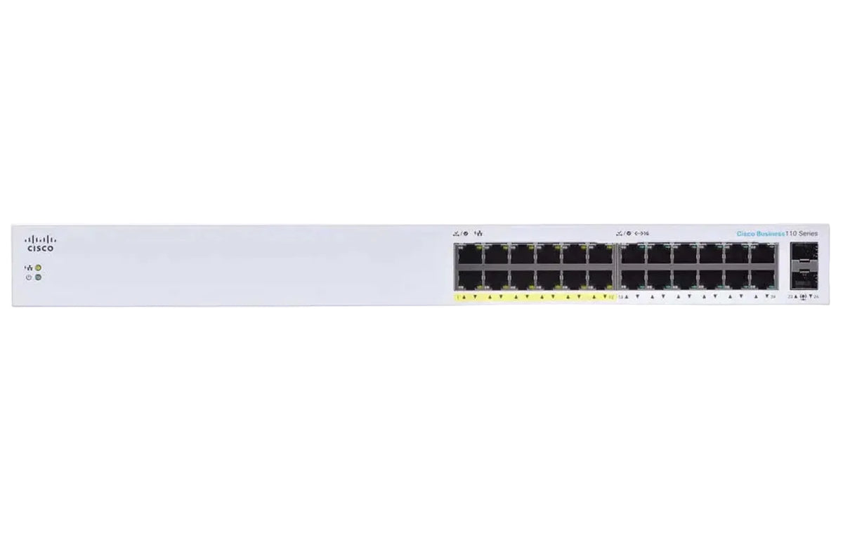 Cisco CBS110-24PP Business 110 Series 24-Port Gigabit PoE 100W 2x SFP Unmanaged Switch