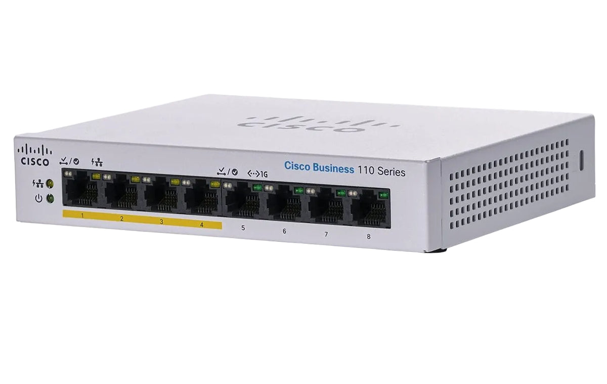 Cisco CBS110-8PP-D Business 110 Series 8-Port Gigabit Partial PoE 16Gbps Unmanaged Switch - New