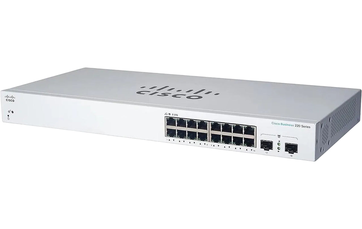 Cisco CBS220-16P-2G Business 220 Series 16-Port Gigabit PoE+ 130W 2 SFP Uplink Smart Switch - New