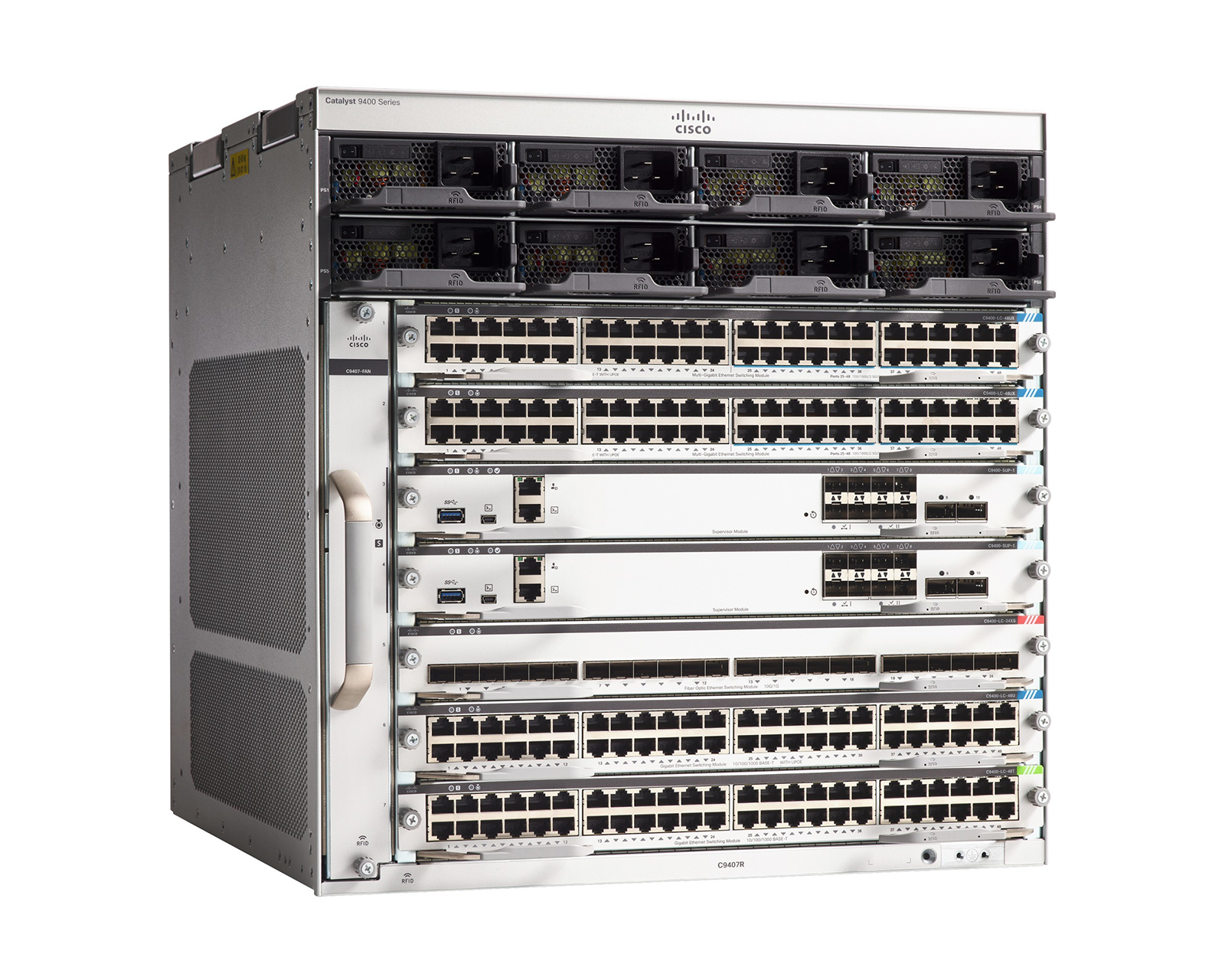 CISCO CATALYST C9407R SWITCH CHASSIS W/ 2X PWR-3200AC POWER SUPPLIES