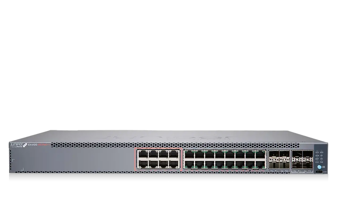 Juniper EX4100-24P EX4100 24-Port PoE+ 1440W Redundant Dual PSU 4x 10G 4x 25G Ethernet Switch
