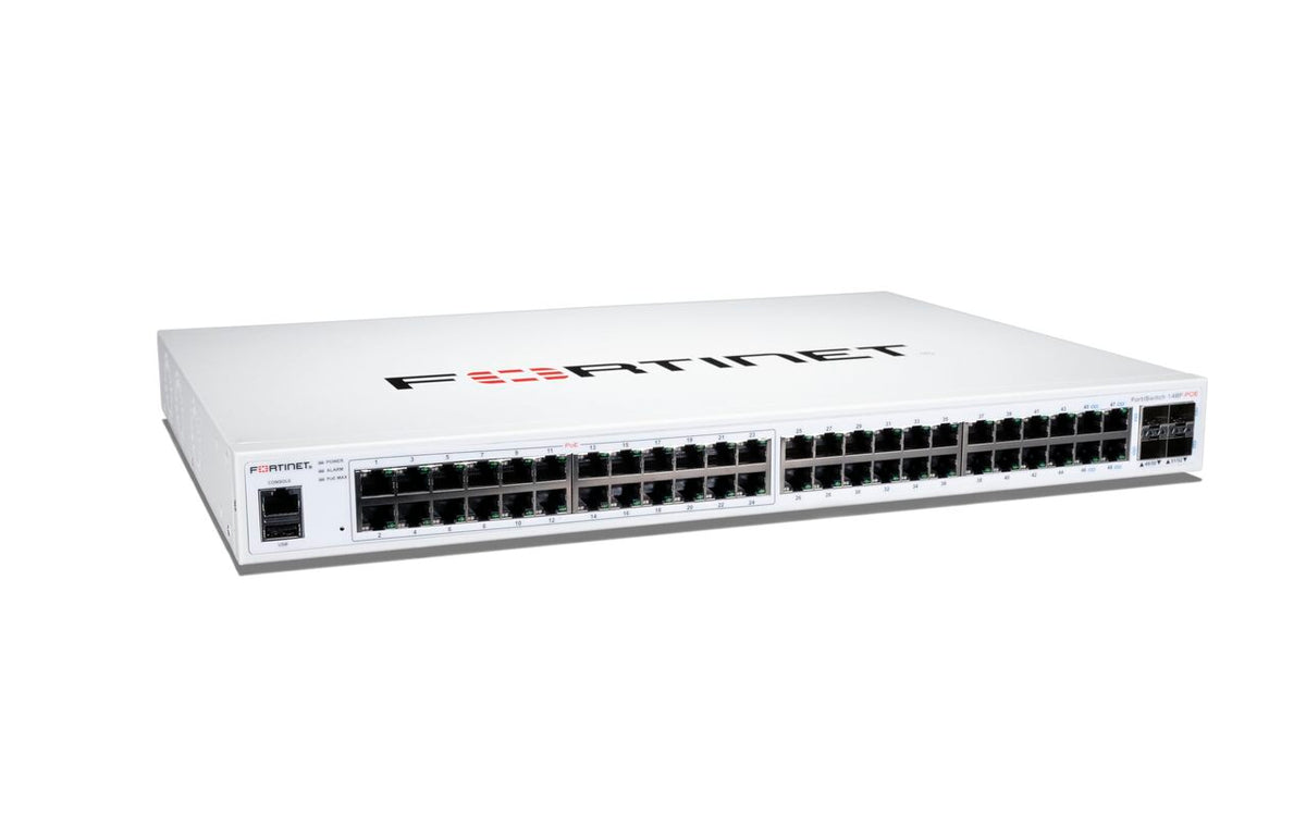 Fortinet FortiSwitch FS-148F 48-Port GbE Non-PoE 4x 10G SFP+ Layer 2+ Managed Switch