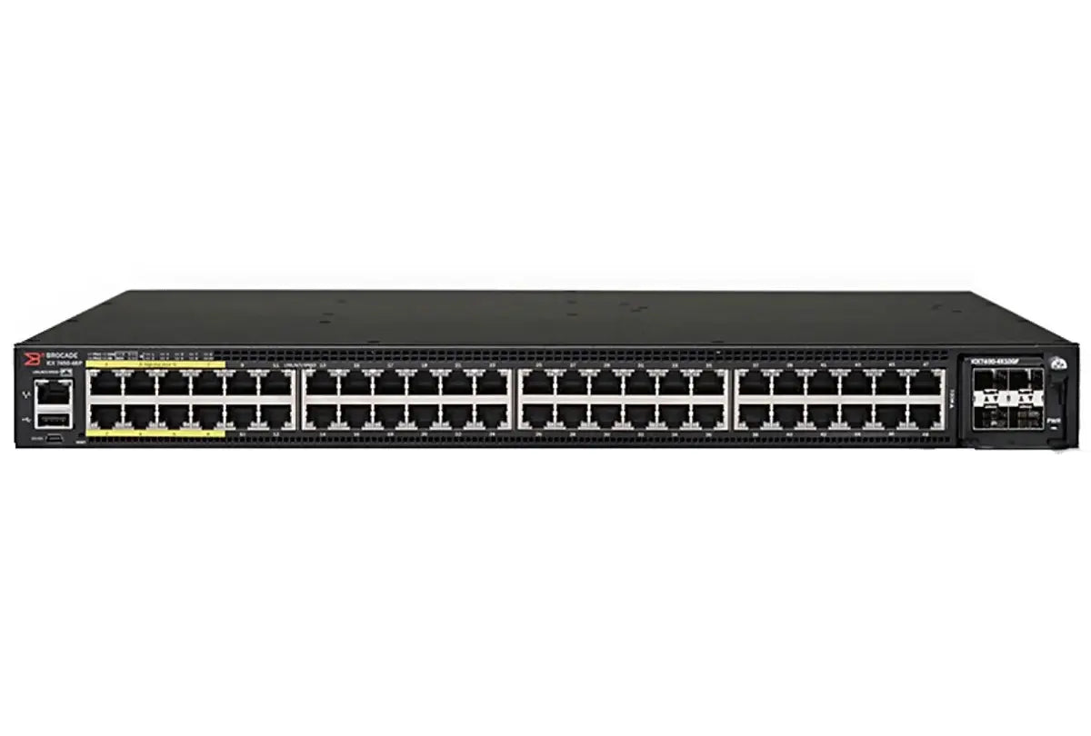 Brocade ICX7450-48P-E Layer 3 Switch 48 Ports POE ICX 7450 48X1G 2X40G & 4X10GBE SFP+ - New