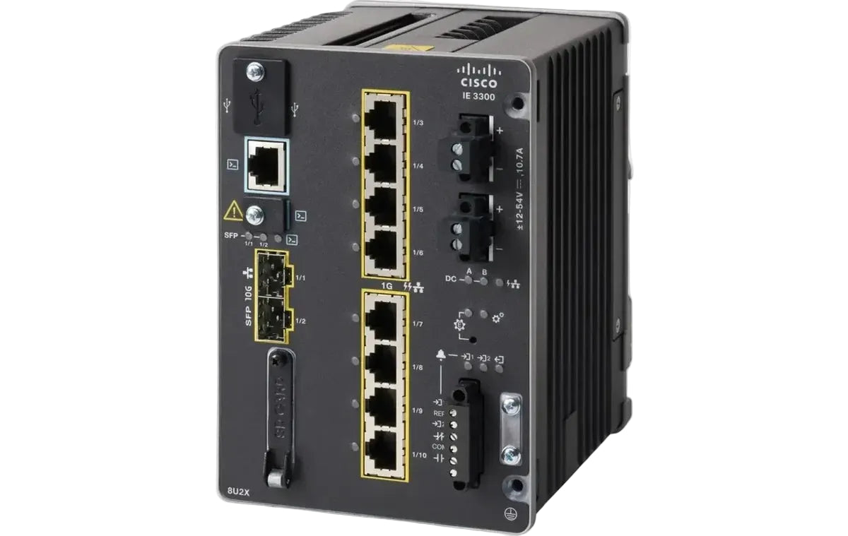 Cisco IE-3300-8U2X-A Catalyst IE3300 Rugged 8-Port Gigabit 4PPoE 2x10G SFP+ Uplink 480W Switch - New