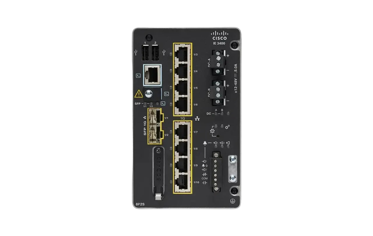 Cisco IE-3400-8P2S-A Catalyst IE3400 Rugged 8-Port PoE+ 480W Modular DIN-Rail IOS XE Switch