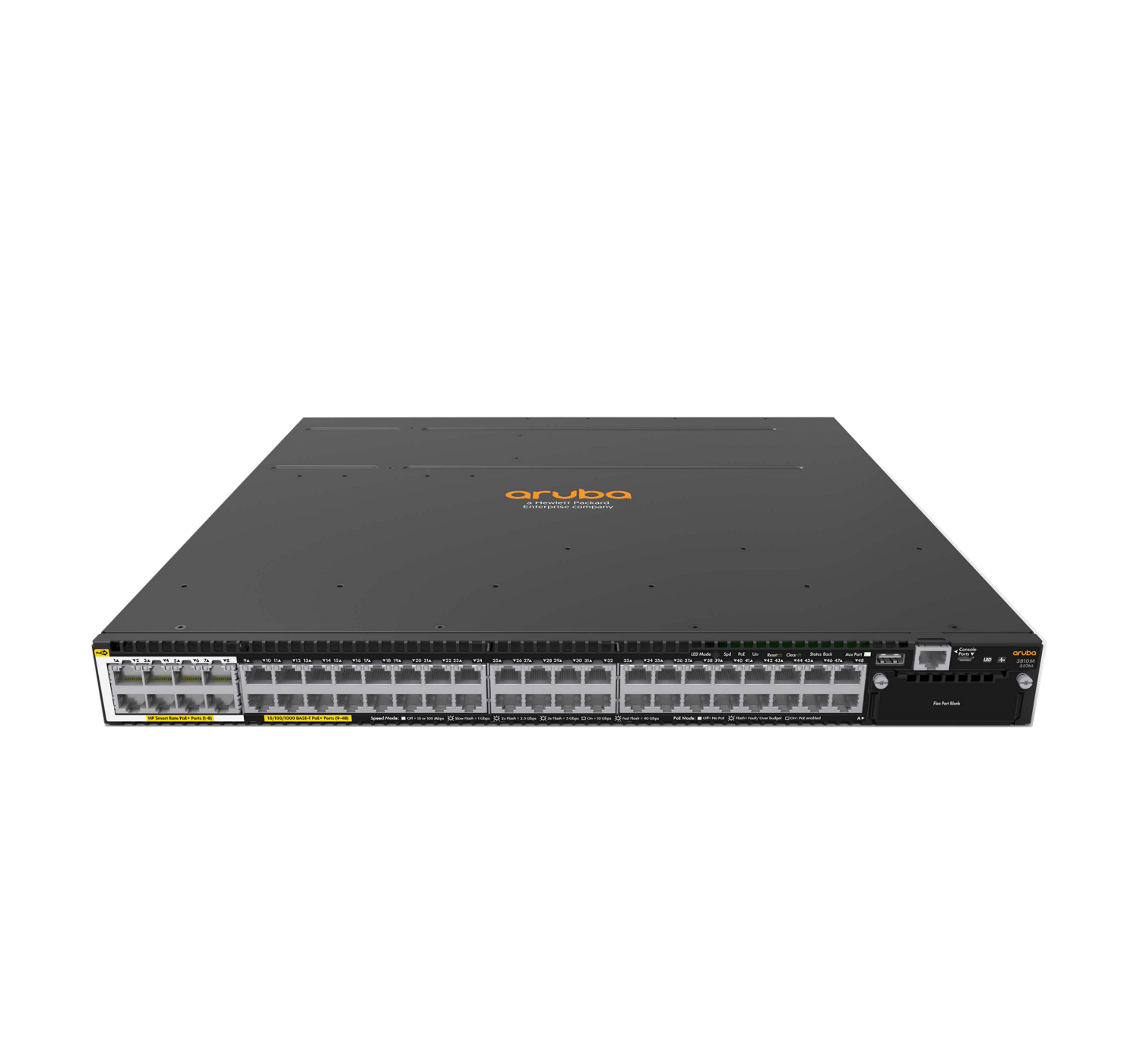 HPE Aruba JL073A - 3810M 24G PoE+ 1-slot Switch - New