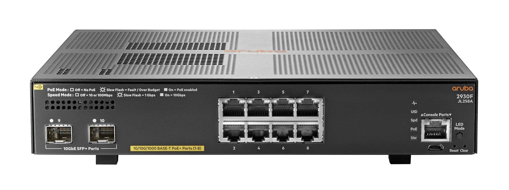 Aruba JL258A - 2930F 8G PoE+ 2SFP+ Switch