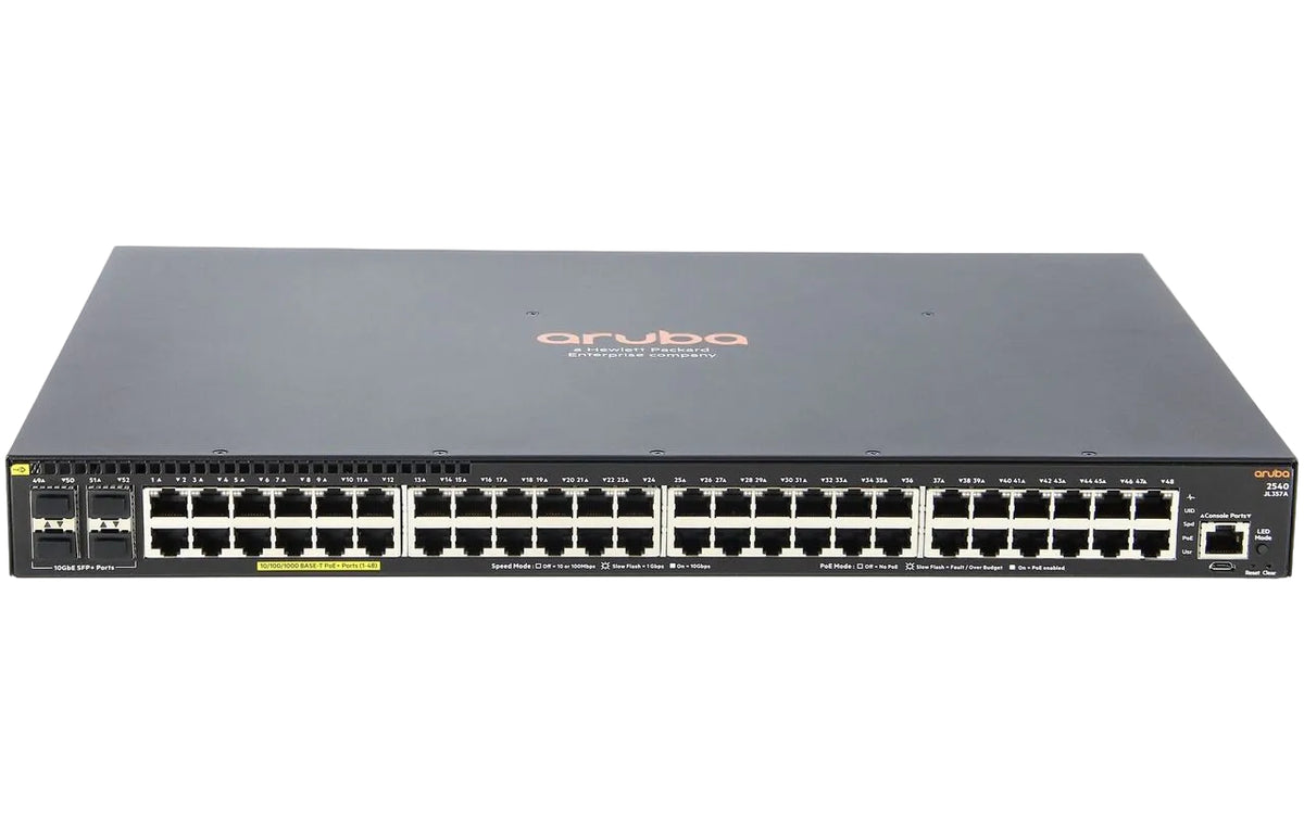 HPE Aruba JL357A 2540 48-Port GbE PoE+ 370W 4x 10G SFP+ 176 Gbps Layer 2 Managed Switch