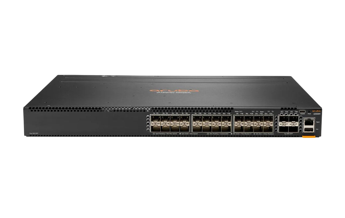 HPE Aruba JL658A CX 6300M 24-Port 1/10G SFP+ 4x 1/10/25/50G SFP56 Stackable Switch - New
