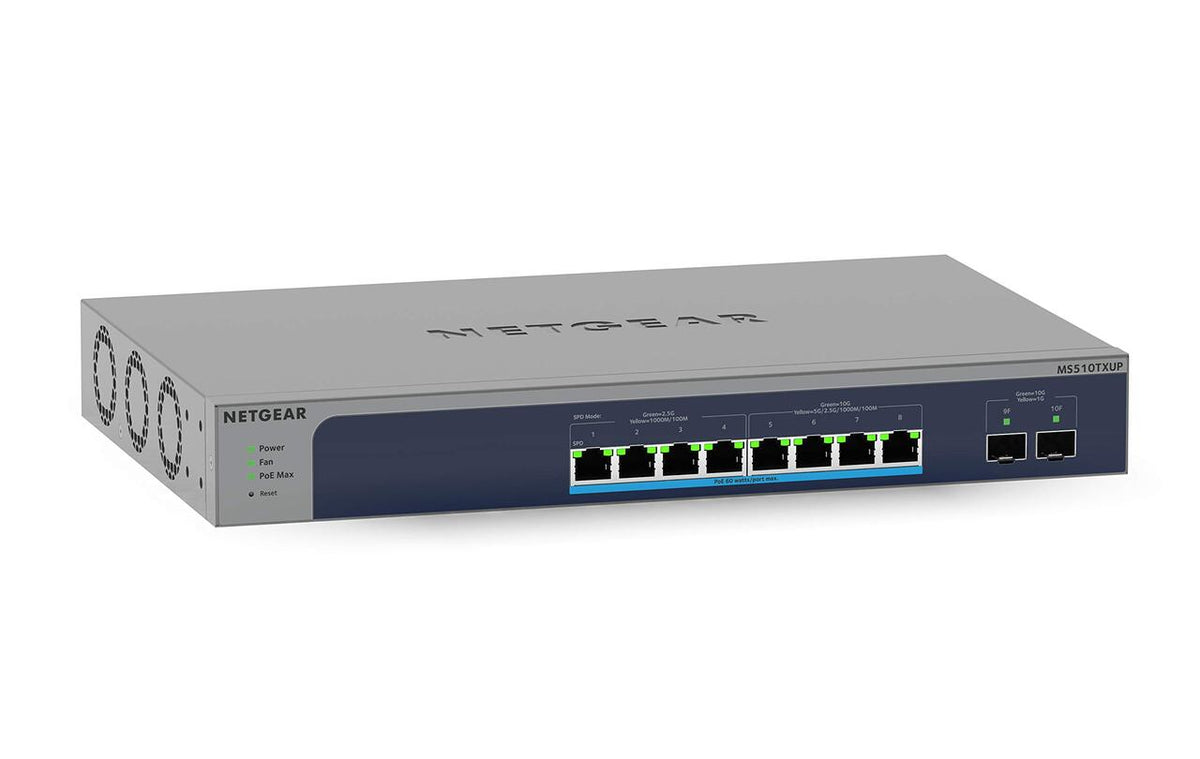 Netgear MS510TXUP 8-Port Multigigabit 10G Ultra60 PoE++ 295W 2x SFP+ Smart Managed Switch - New