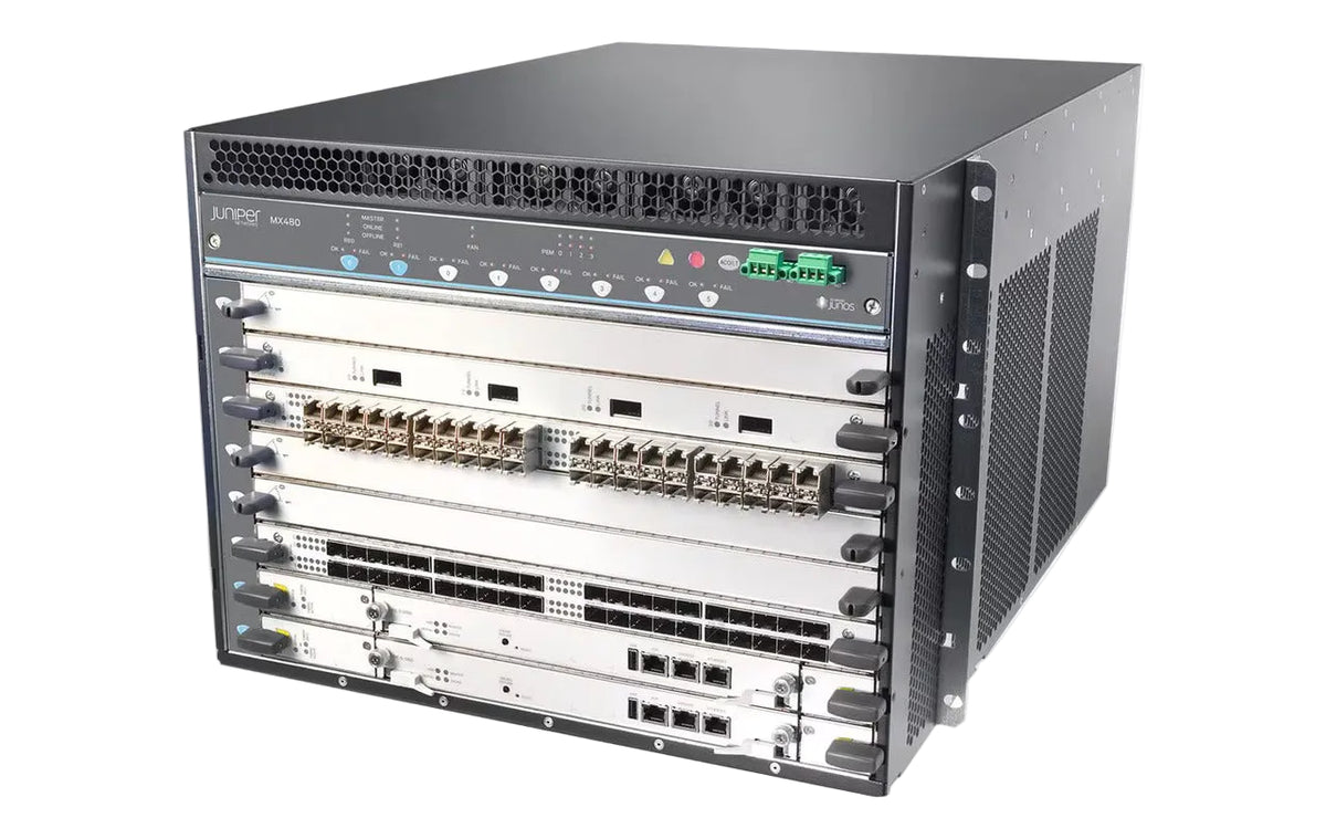 Juniper MX480-PREMIUM3-DC MX Series 8-Slot Enhanced Midplane Redundant RE DC Router Chassis - New