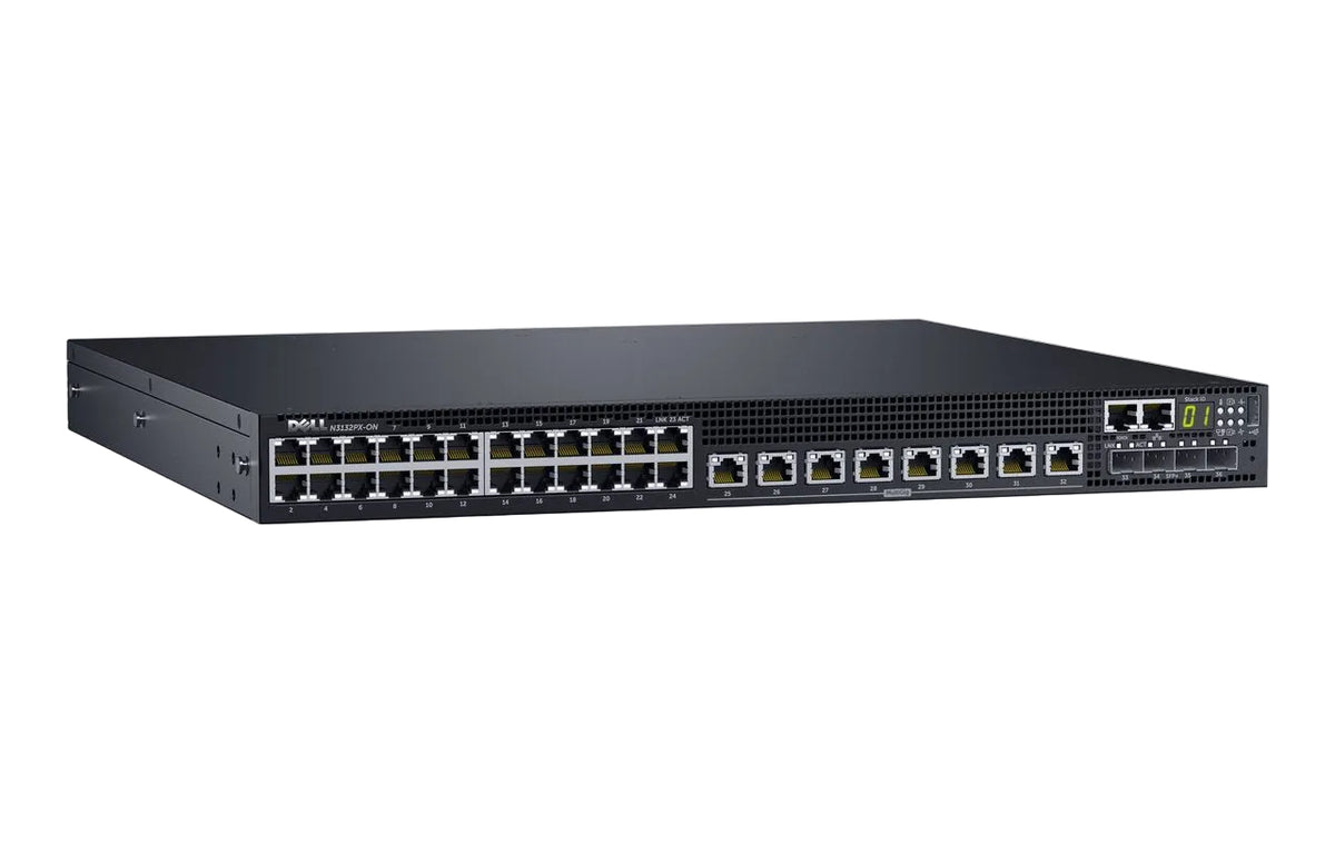 Dell EMC N3132PX-ON PowerSwitch N3000E 32-Port PoE 60W 10GbE 328Gbps Stackable Switch