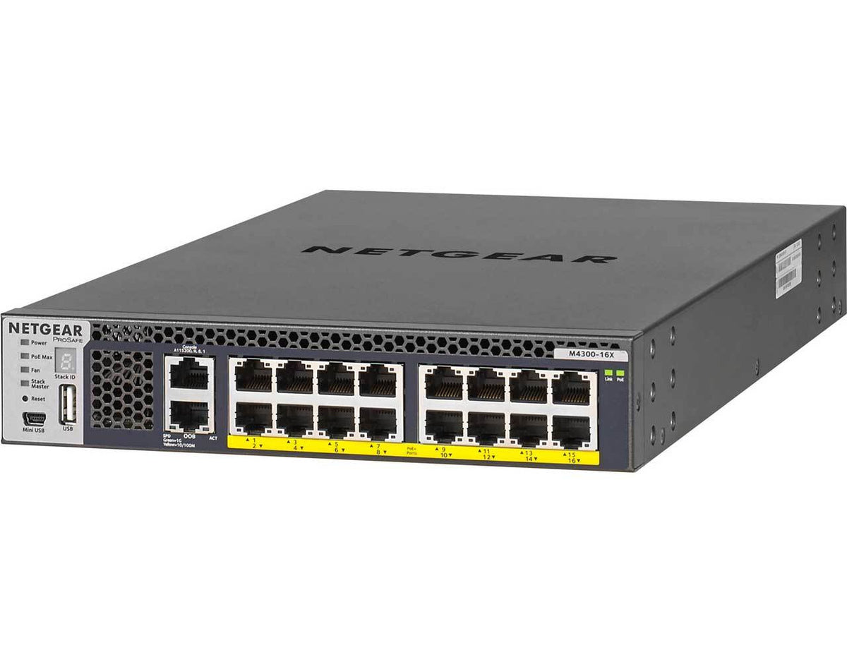NETGEAR XSM4316PA M4300-16X Series 16-Port 10GBASE-T PoE+ 299W Stackable Half-Width Switch