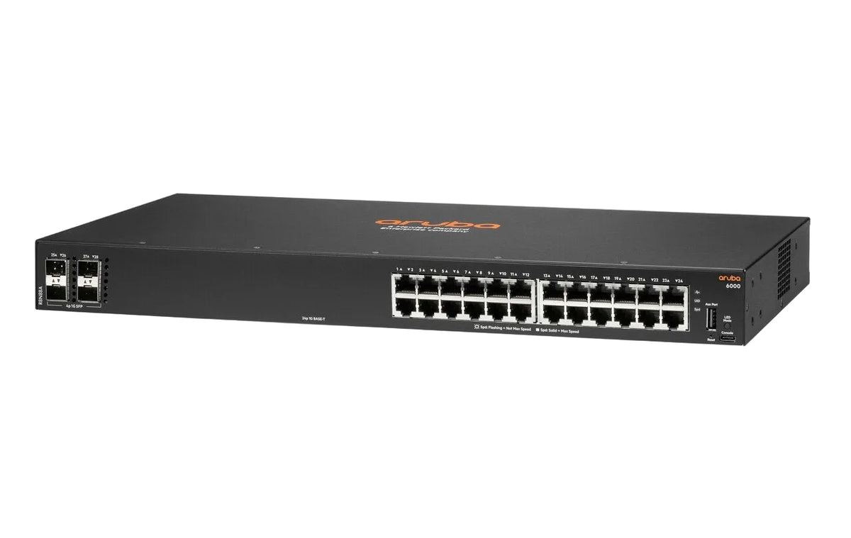 HPE Aruba R8N88A CX 6000 24-Port GbE Non-PoE 4x SFP Layer 2 Managed Switch