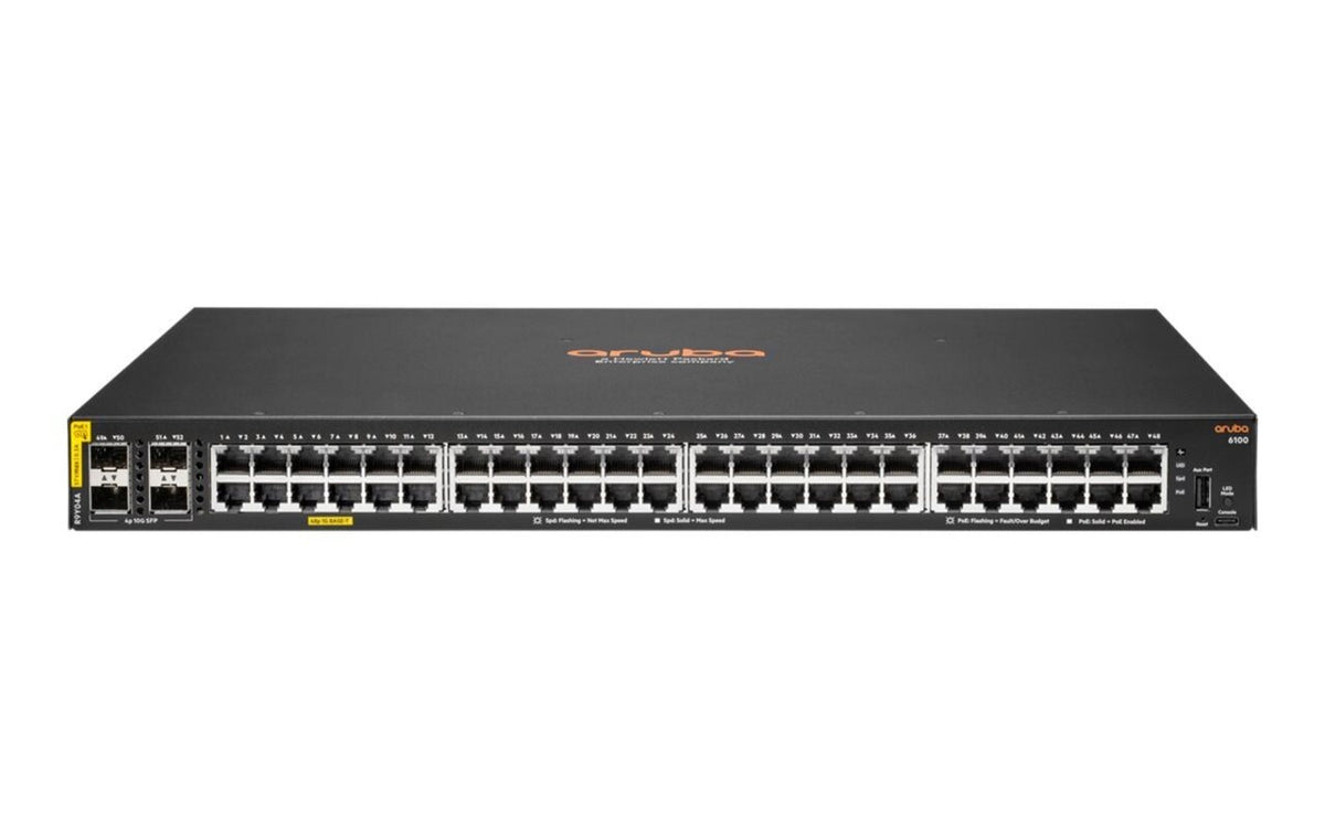HPE Aruba R9Y04A CX 6100 48G Class4 PoE 740W 4x SFP+ 176 Gbps Stackable L2+ Switch