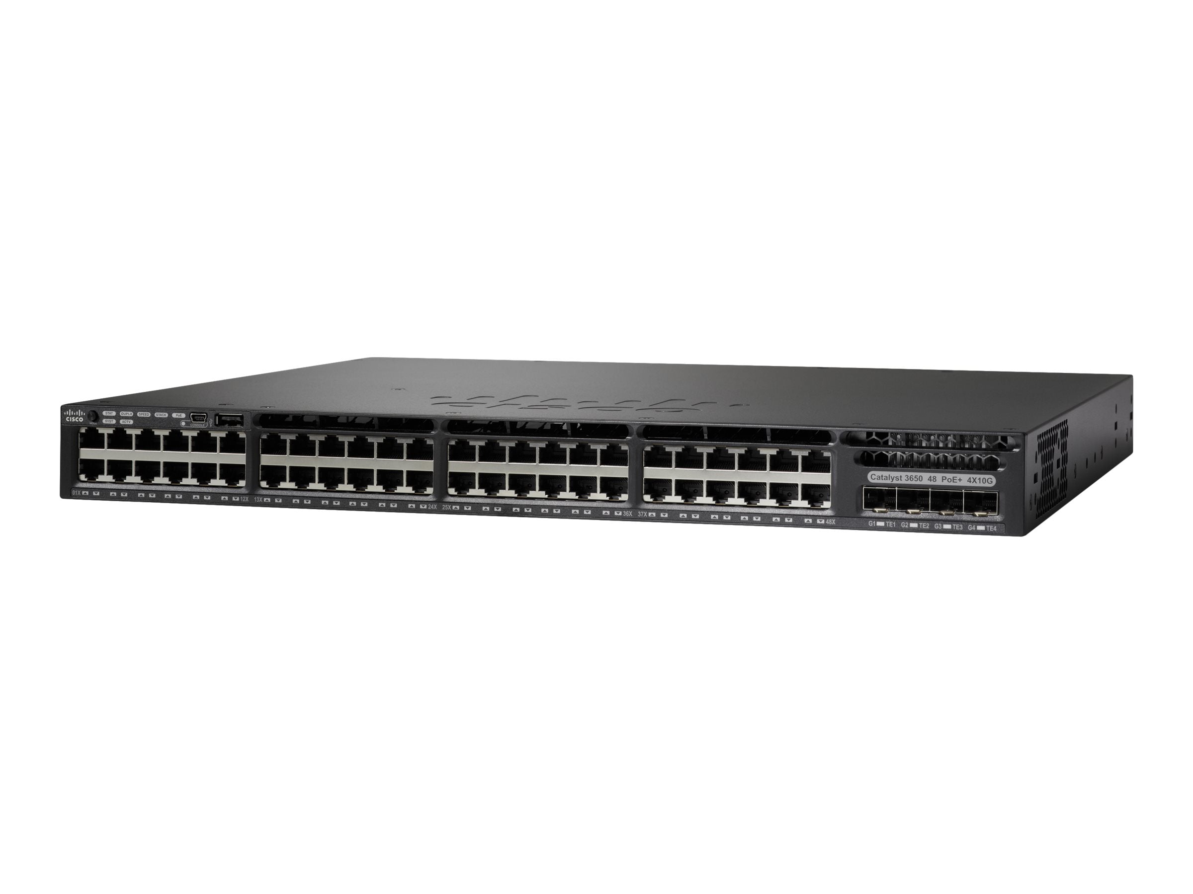 CISCO WS-C3650-48PS-L 48 PORT GIGABIT POE+LAN BASE SWITCH 4X1G UPLINK PORTS