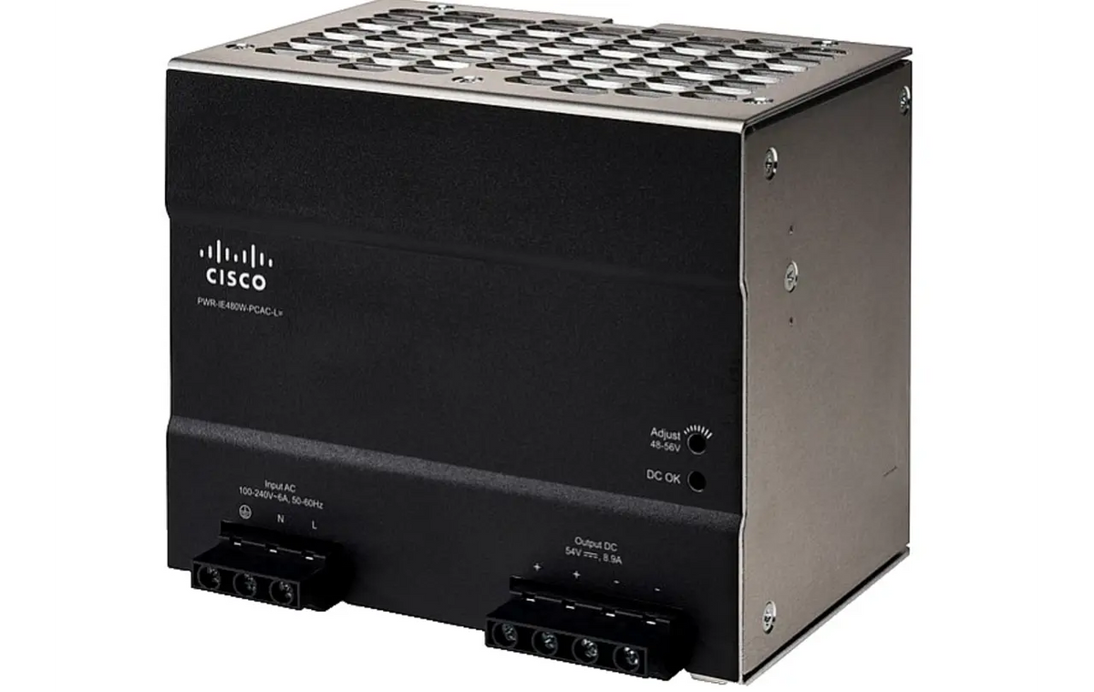 Cisco PWR-IE480W-PCAC-L 480W AC to 54VDC Hardwired DIN Rail PoE Industrial Power Supply - New